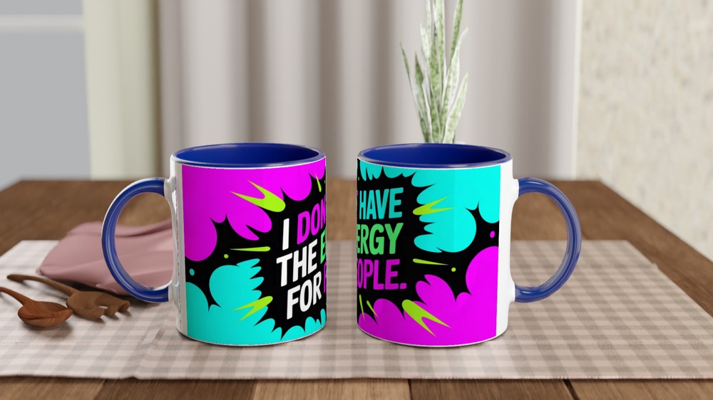 Sassy Quote Mug | I Don't Have The Energy For People | Funny Work Gift | Neon Smoke Coffee Cup — view 4