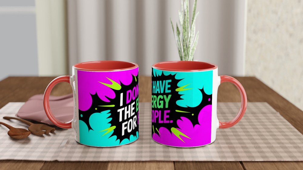 Sassy Quote Mug | I Don't Have The Energy For People | Funny Work Gift | Neon Smoke Coffee Cup — view 7