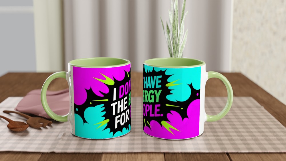 Sassy Quote Mug | I Don't Have The Energy For People | Funny Work Gift | Neon Smoke Coffee Cup — view 5