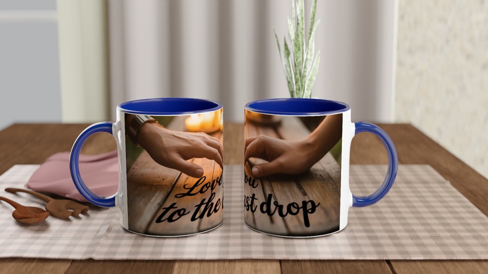Love You To The Last Drop Mug | Romantic Valentine's Day Gift | Anniversary Mug for Husband or Wife | Candlelit Hands Design — view 4