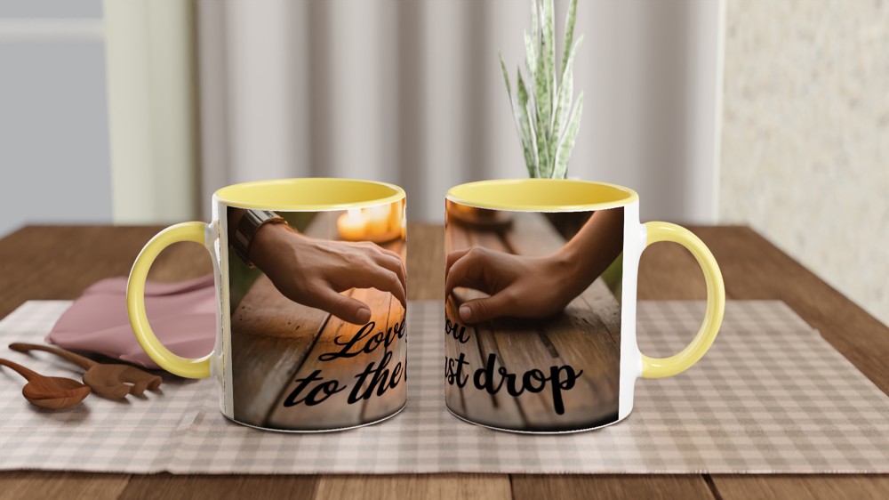 Love You To The Last Drop Mug | Romantic Valentine's Day Gift | Anniversary Mug for Husband or Wife | Candlelit Hands Design — view 8
