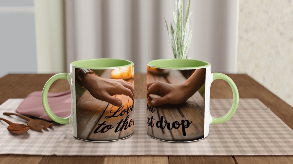 Love You To The Last Drop Mug | Romantic Valentine's Day Gift | Anniversary Mug for Husband or Wife | Candlelit Hands Design — view 5