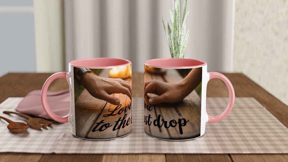 Love You To The Last Drop Mug | Romantic Valentine's Day Gift | Anniversary Mug for Husband or Wife | Candlelit Hands Design — view 6