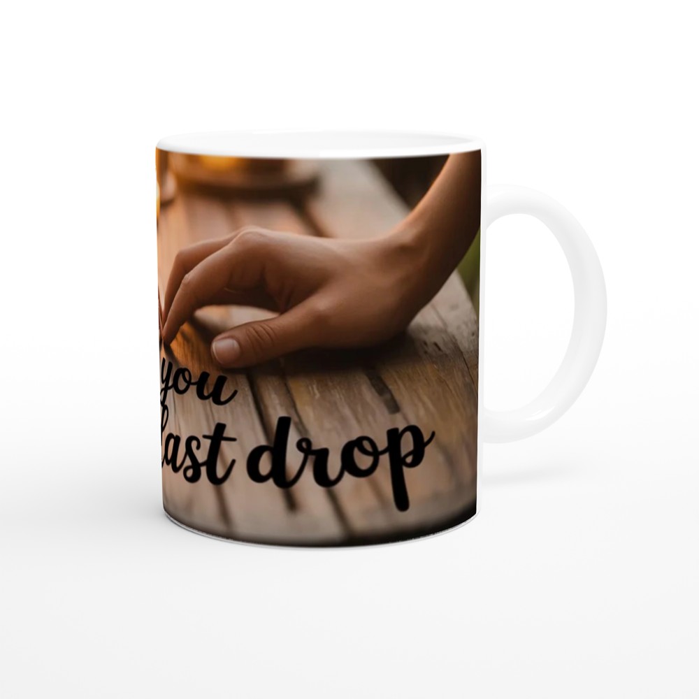 Love You To The Last Drop Mug | Romantic Valentine's Day Gift | Anniversary Mug for Husband or Wife | Candlelit Hands Design — view 12