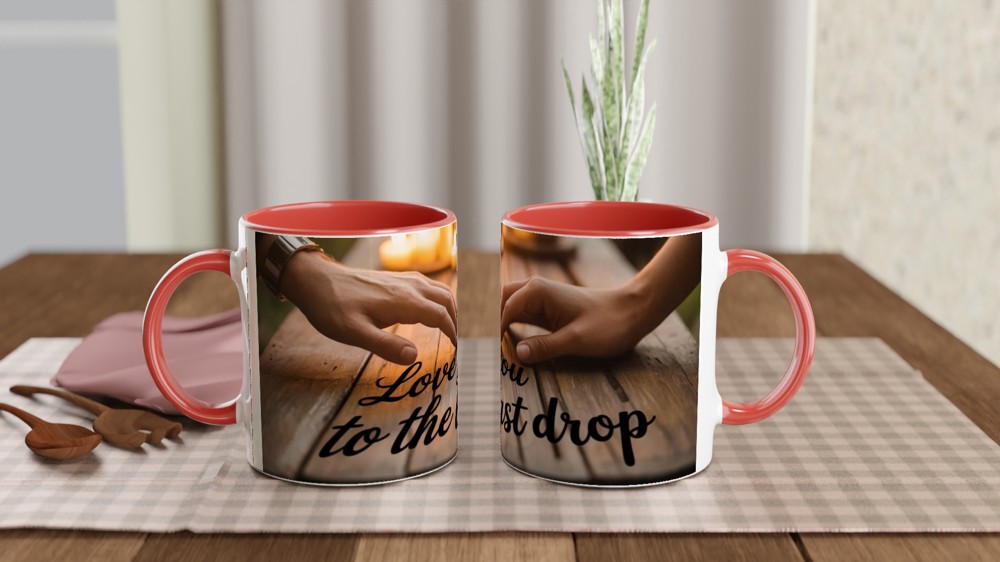 Love You To The Last Drop Mug | Romantic Valentine's Day Gift | Anniversary Mug for Husband or Wife | Candlelit Hands Design — view 7