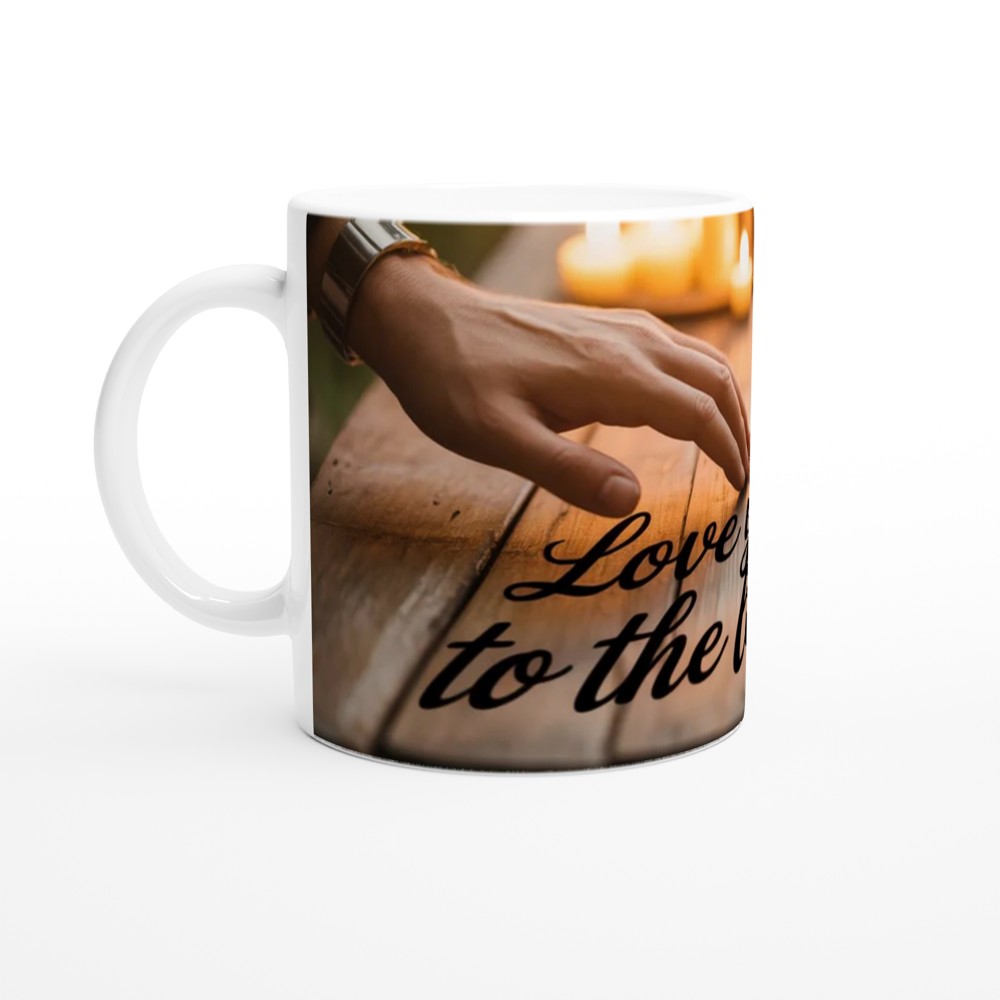 Love You To The Last Drop Mug | Romantic Valentine's Day Gift | Anniversary Mug for Husband or Wife | Candlelit Hands Design — view 10