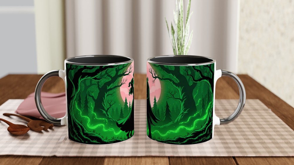 Enchanted Forest Romantic Couple Silhouette Mug — view 9