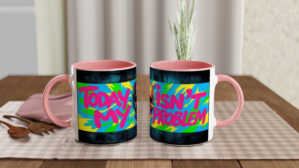 Today Isn't My Problem - Neon Graffiti Skull Mug — view 6