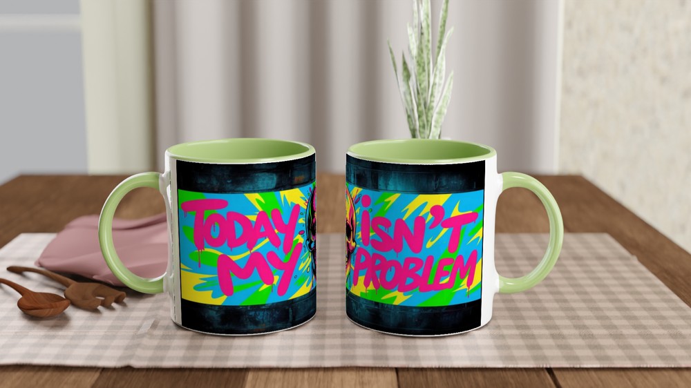 Today Isn't My Problem - Neon Graffiti Skull Mug — view 5