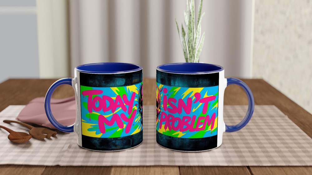 Today Isn't My Problem - Neon Graffiti Skull Mug — view 4