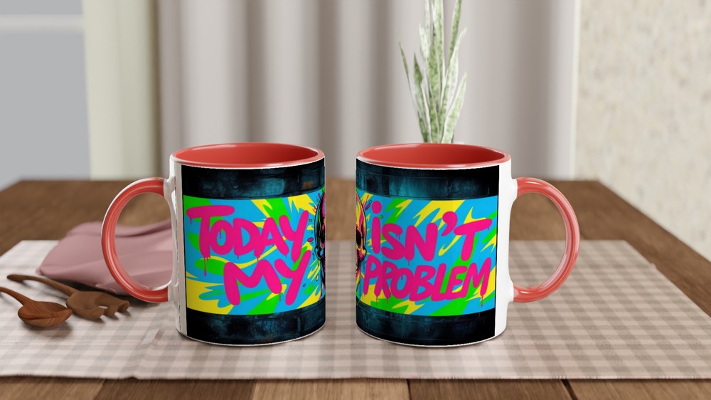Today Isn't My Problem - Neon Graffiti Skull Mug — view 7