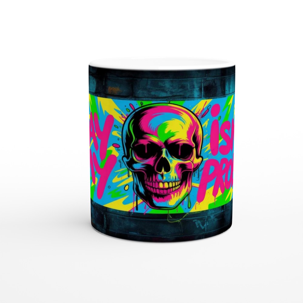 Today Isn't My Problem - Neon Graffiti Skull Mug — view 11