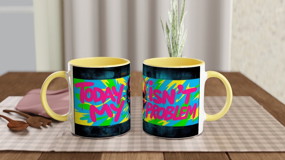 Today Isn't My Problem - Neon Graffiti Skull Mug — view 8