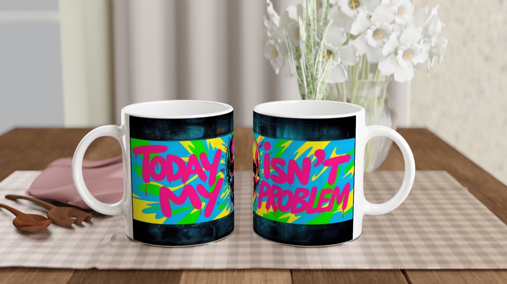 Today Isn't My Problem - Neon Graffiti Skull Mug