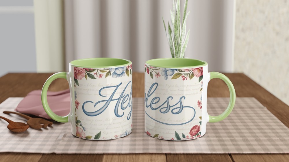 Helpless Floral Script Mug — view 5
