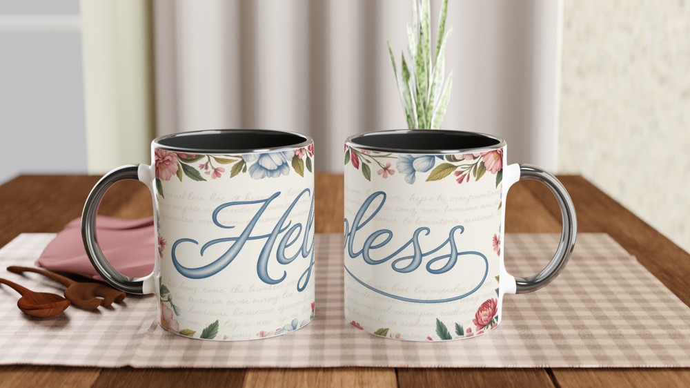 Helpless Floral Script Mug — view 9