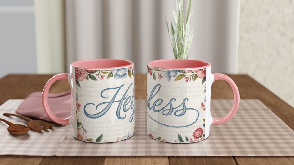 Helpless Floral Script Mug — view 6