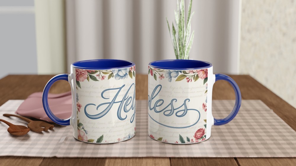 Helpless Floral Script Mug — view 4