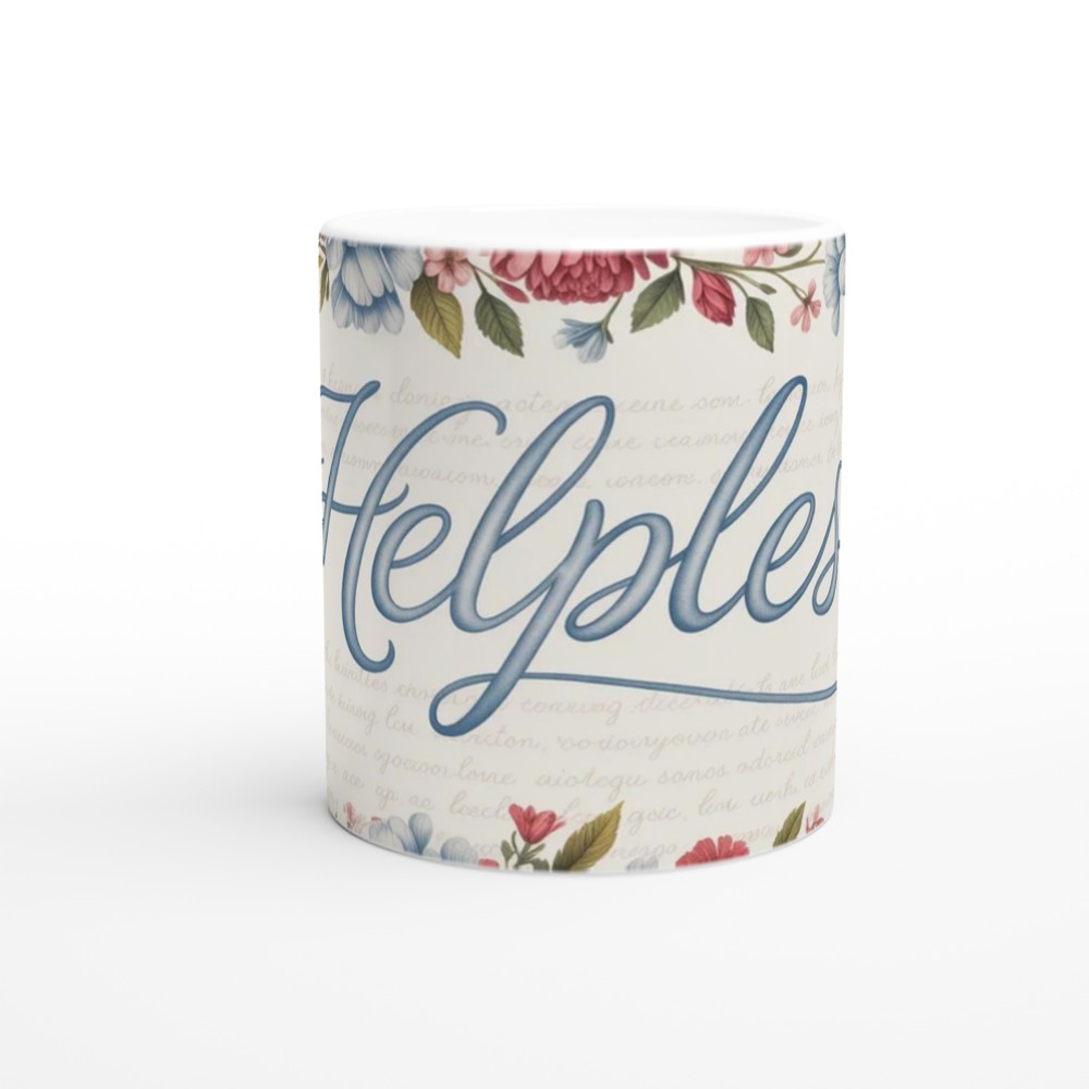 Helpless Floral Script Mug — view 11