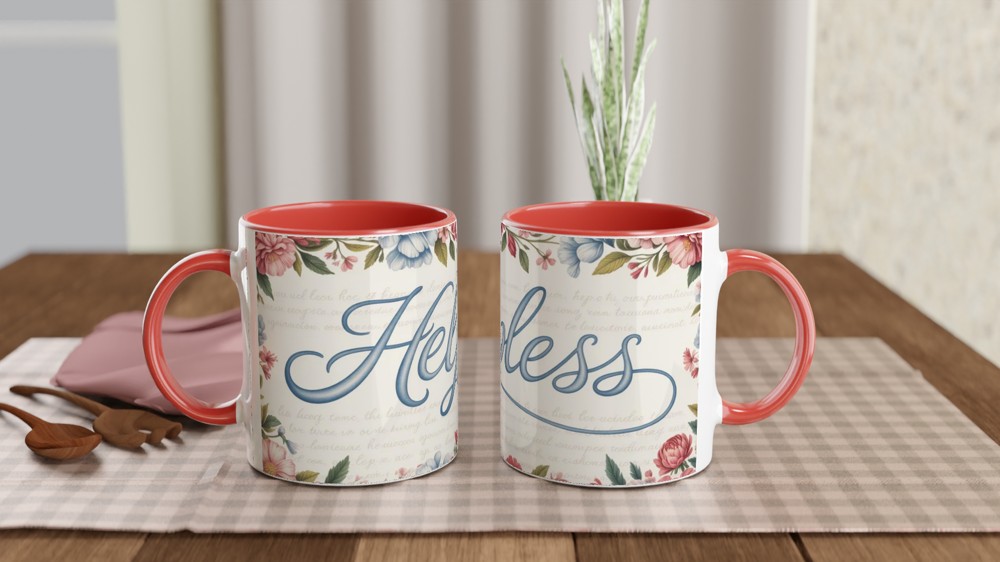 Helpless Floral Script Mug — view 7
