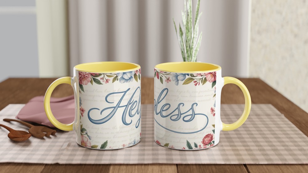 Helpless Floral Script Mug — view 8