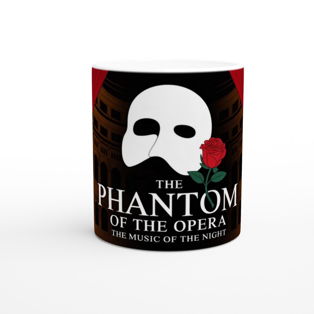 Phantom of the Opera Mug | Theatre Lover Gift | Musical Theatre Present | Mask and Rose Design — view 11