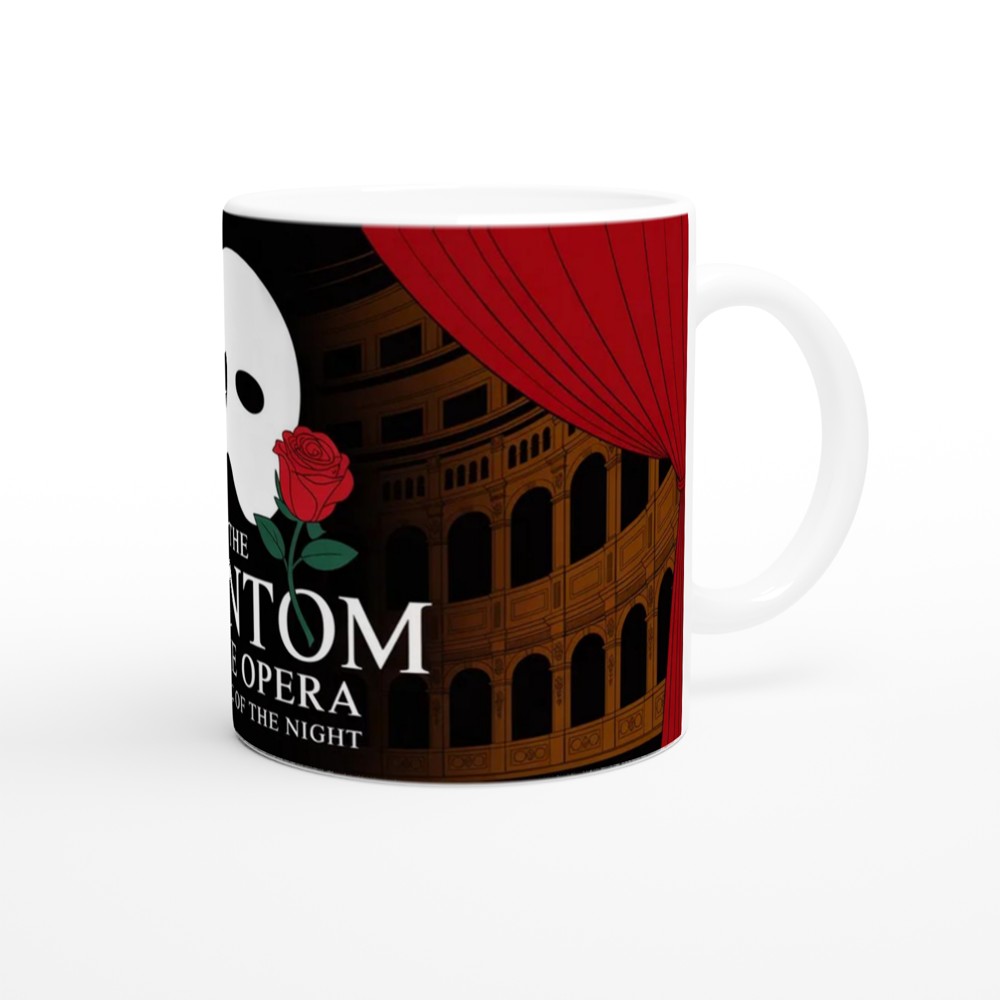Phantom of the Opera Mug | Theatre Lover Gift | Musical Theatre Present | Mask and Rose Design — view 12