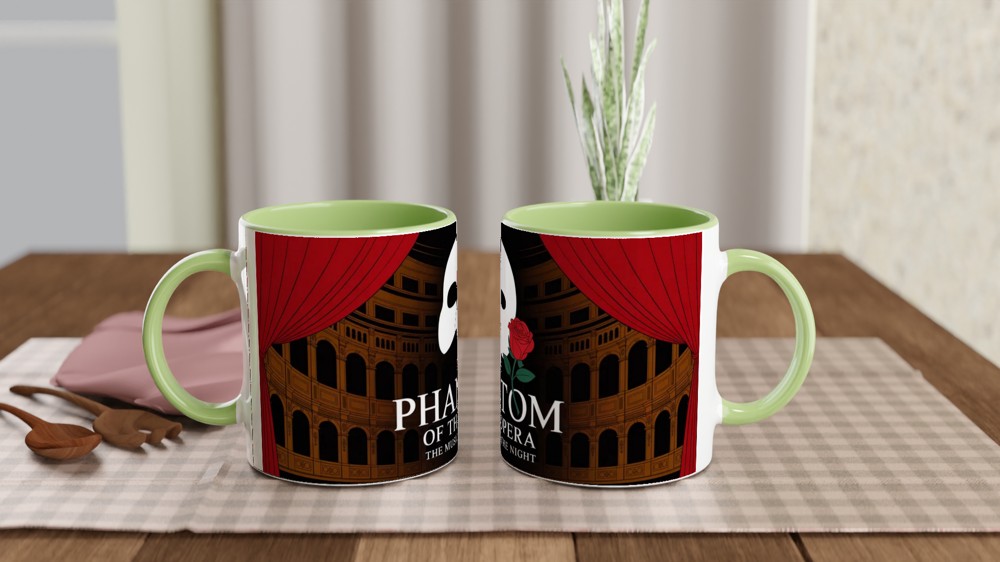 Phantom of the Opera Mug | Theatre Lover Gift | Musical Theatre Present | Mask and Rose Design — view 5