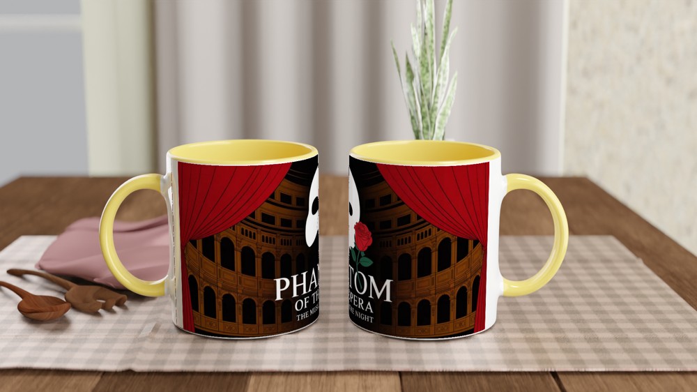 Phantom of the Opera Mug | Theatre Lover Gift | Musical Theatre Present | Mask and Rose Design — view 8