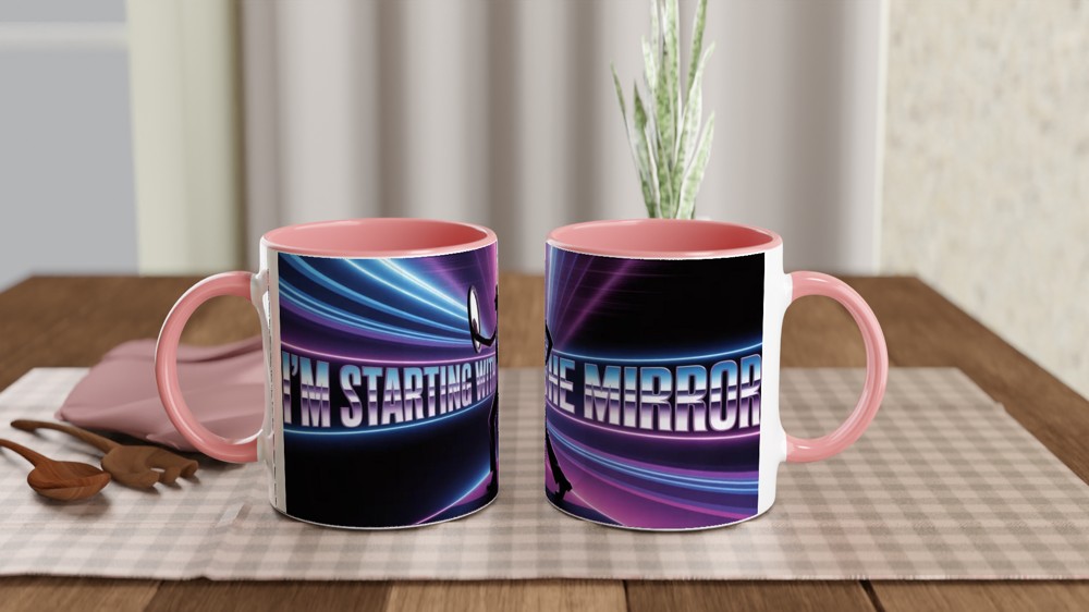 I'm Starting With The Mirror - Retro Neon Dance Silhouette Mug — view 6