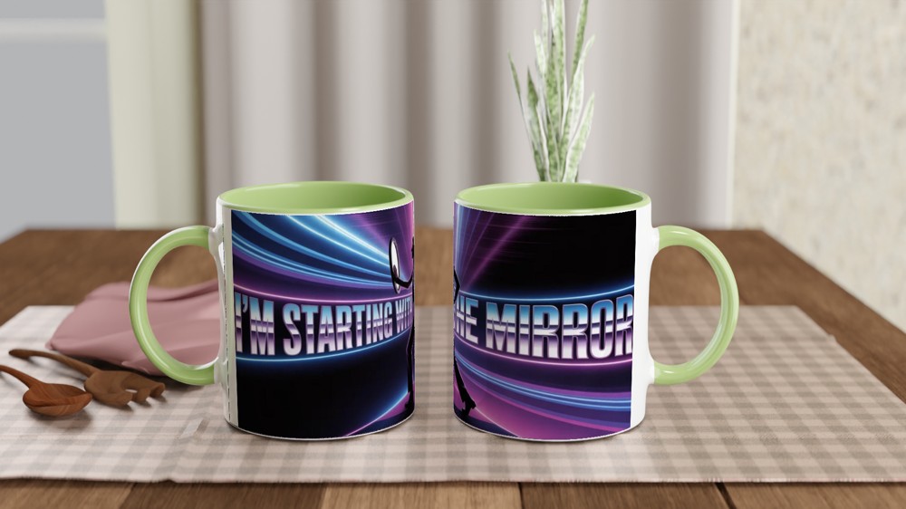 I'm Starting With The Mirror - Retro Neon Dance Silhouette Mug — view 5