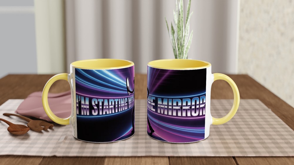 I'm Starting With The Mirror - Retro Neon Dance Silhouette Mug — view 8