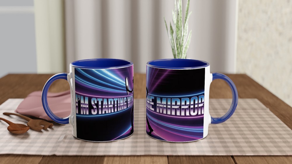 I'm Starting With The Mirror - Retro Neon Dance Silhouette Mug — view 4