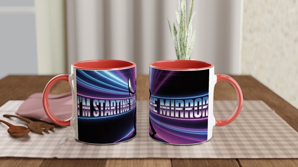 I'm Starting With The Mirror - Retro Neon Dance Silhouette Mug — view 7