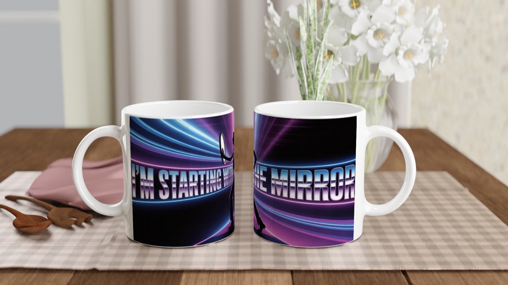 I'm Starting With The Mirror - Retro Neon Dance Silhouette Mug