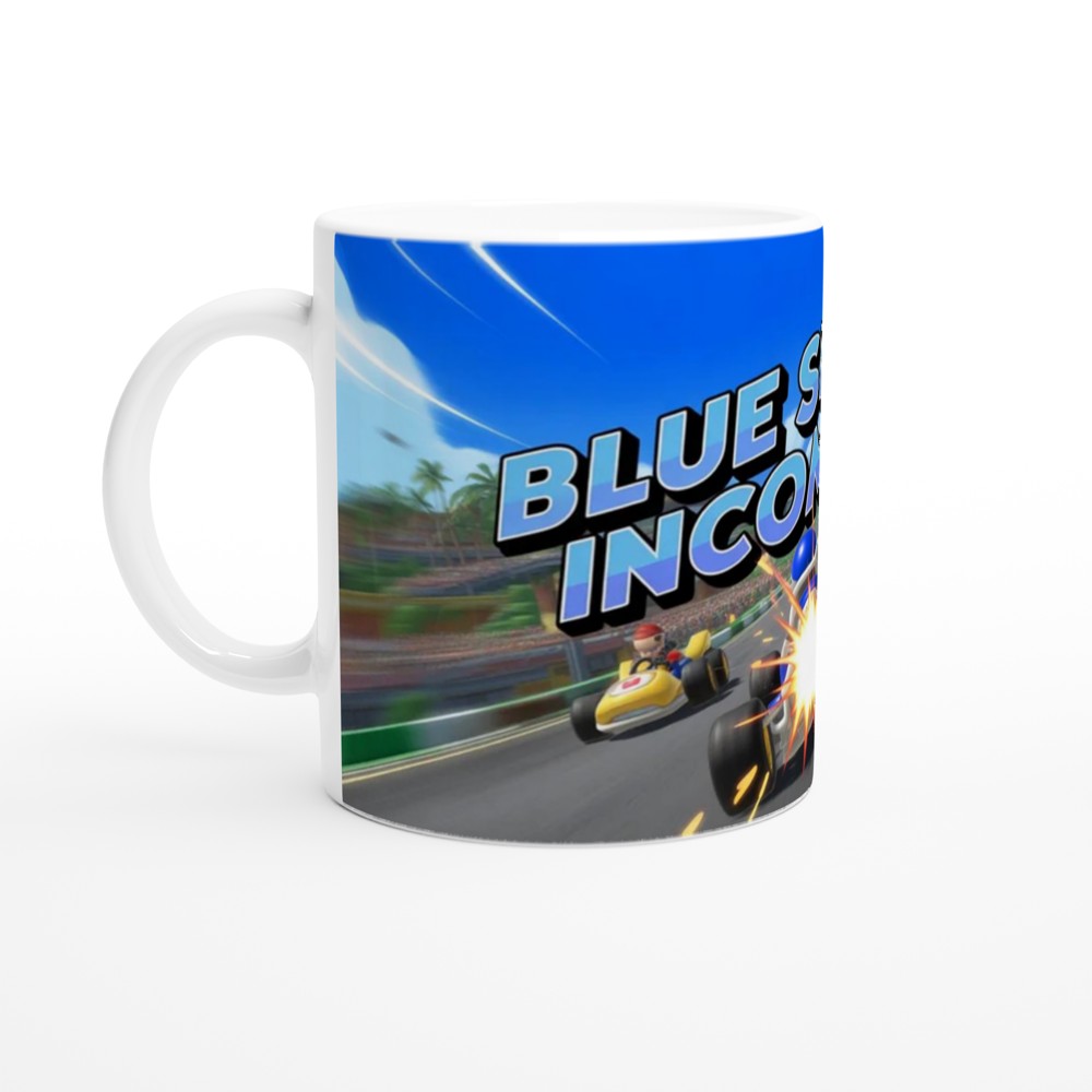 Blue Shell Incoming Kart Racing Mug — view 10