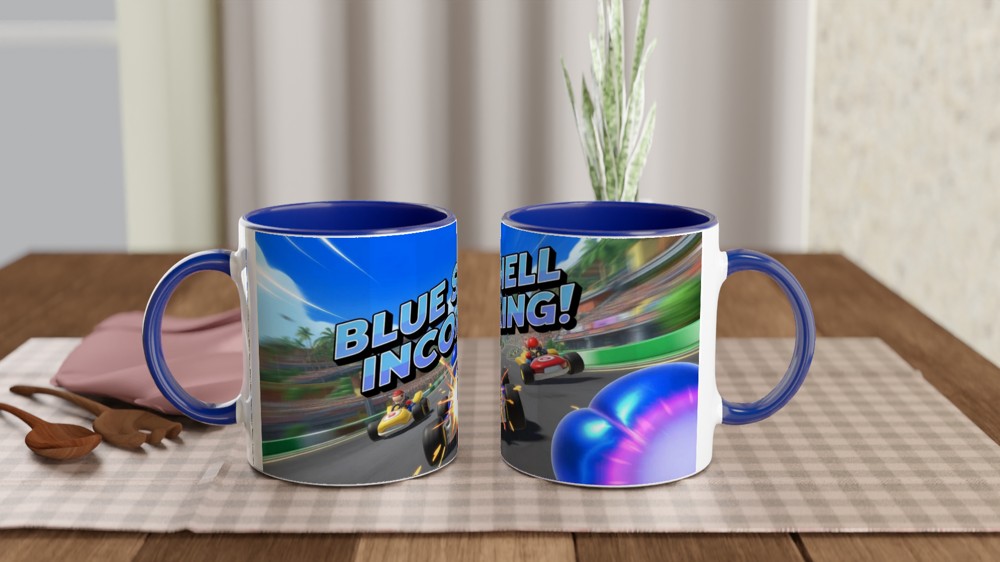 Blue Shell Incoming Kart Racing Mug — view 4