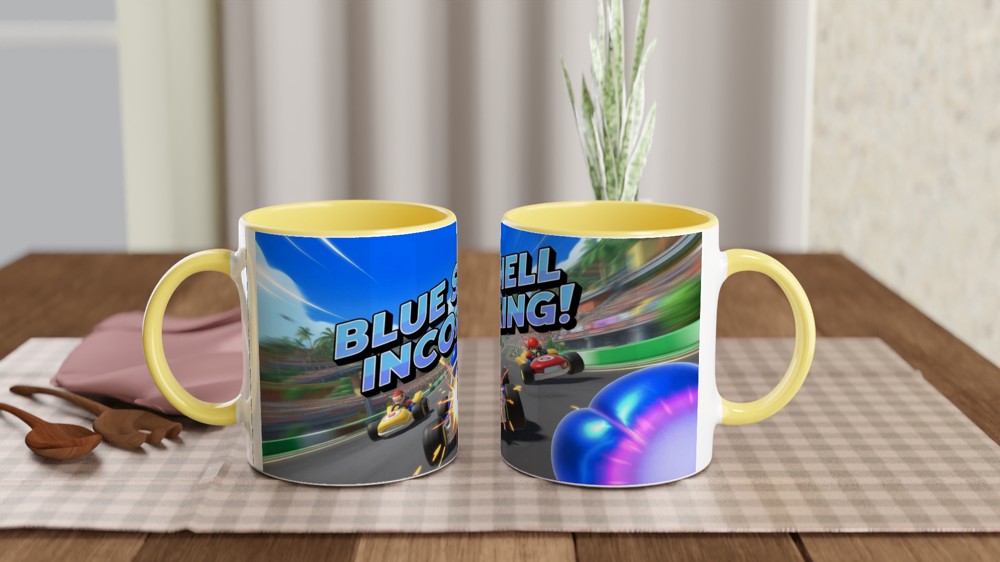 Blue Shell Incoming Kart Racing Mug — view 8