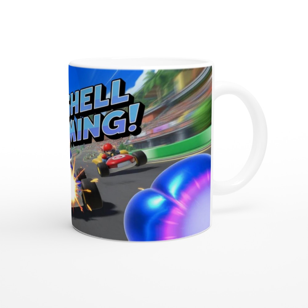 Blue Shell Incoming Kart Racing Mug — view 12