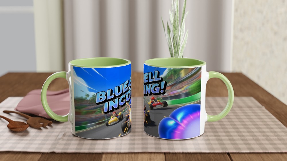 Blue Shell Incoming Kart Racing Mug — view 5