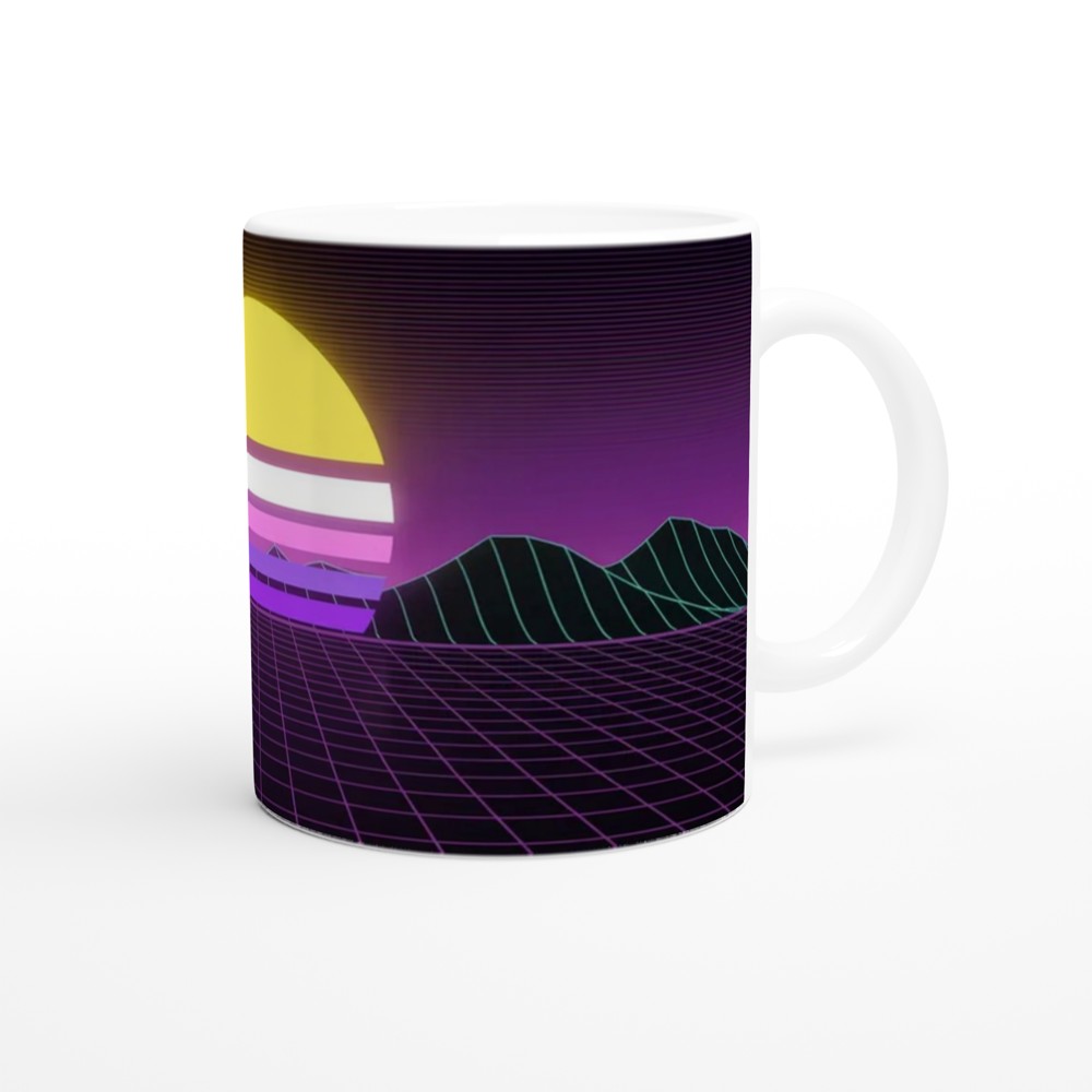 Non-Binary Mug | No Gender Only Vibes Pride Gift | Vaporwave Sunset Mug for Best Friend | Retro Aesthetic Pride Present — view 12