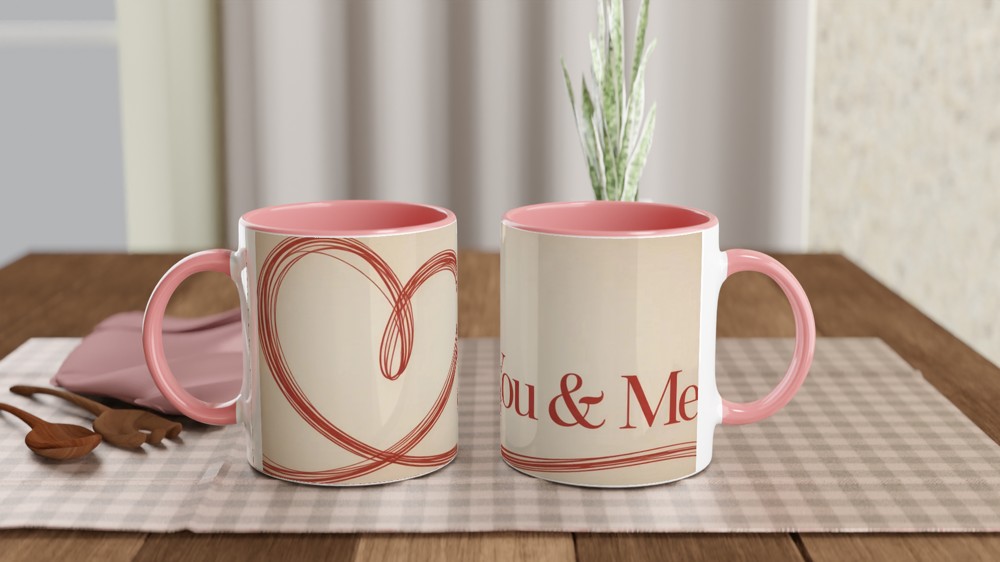 You and Me Mug | Valentines Day Gift for Couple | Minimalist Heart Anniversary Present | Romantic Cup for Husband or Wife — view 6
