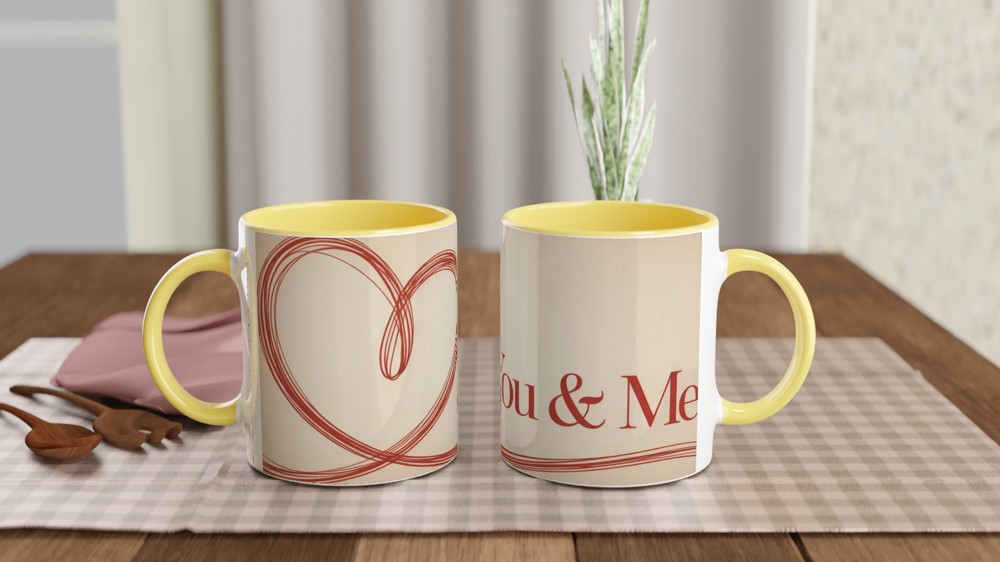 You and Me Mug | Valentines Day Gift for Couple | Minimalist Heart Anniversary Present | Romantic Cup for Husband or Wife — view 8