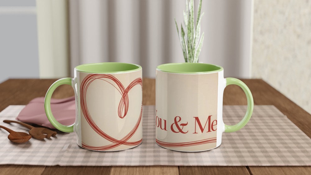 You and Me Mug | Valentines Day Gift for Couple | Minimalist Heart Anniversary Present | Romantic Cup for Husband or Wife — view 5
