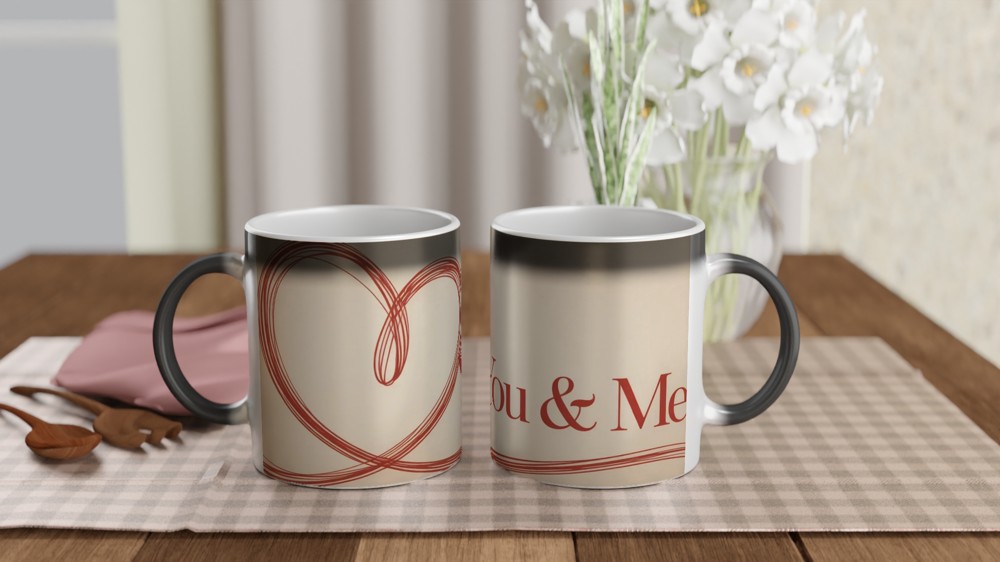 You and Me Mug | Valentines Day Gift for Couple | Minimalist Heart Anniversary Present | Romantic Cup for Husband or Wife — view 3