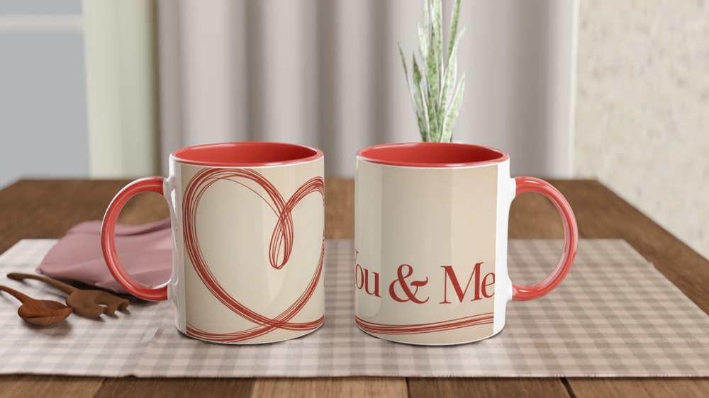 You and Me Mug | Valentines Day Gift for Couple | Minimalist Heart Anniversary Present | Romantic Cup for Husband or Wife — view 7