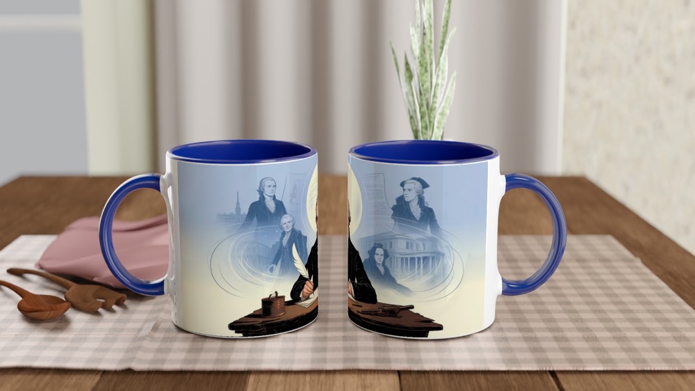 Founding Father Writing with Quill Pen Illustration — view 4