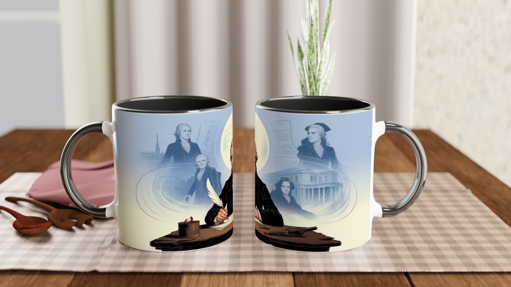 Founding Father Writing with Quill Pen Illustration — view 9