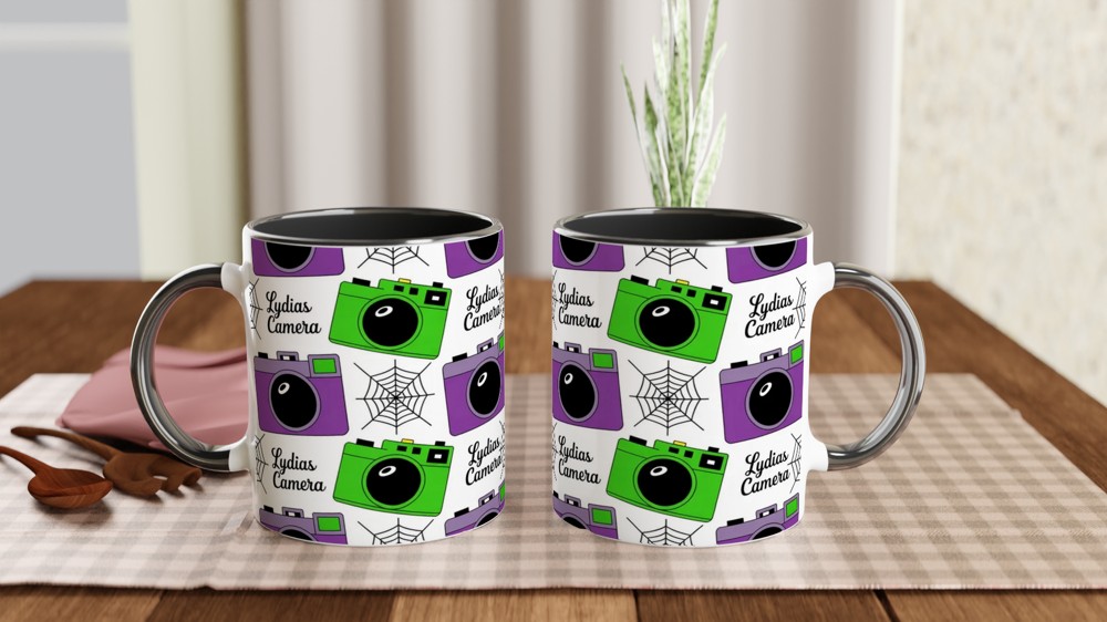Beetlejuice Musical Mug | Lydia's Camera Gothic Pattern | Theatre Lover Gift | Halloween Birthday Present — view 9
