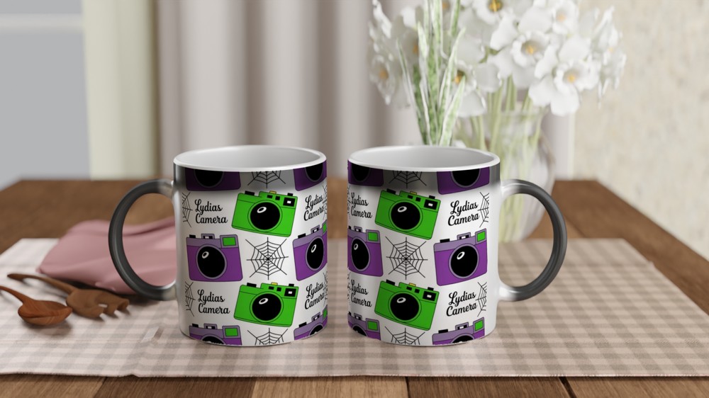Beetlejuice Musical Mug | Lydia's Camera Gothic Pattern | Theatre Lover Gift | Halloween Birthday Present — view 3